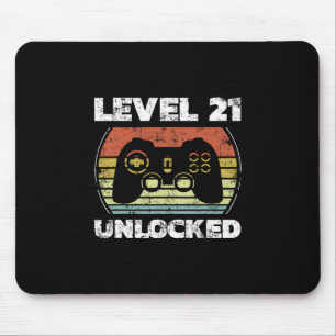 Level 21 Unlocked Funny Video Gamer 21st Birthday  Mouse Pad