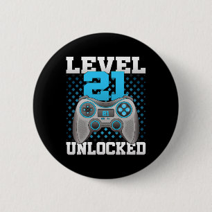 Level 21 Unlocked Video Gaming 21st Birthday Game Button