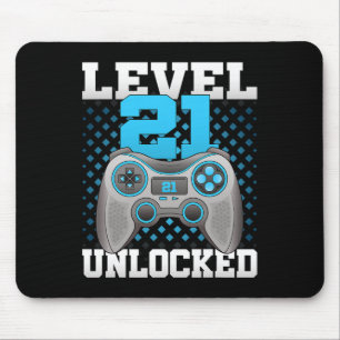 Level 21 Unlocked Video Gaming 21st Birthday Game Mouse Pad