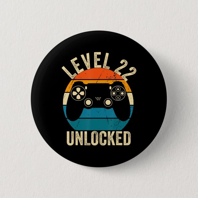 Level 22 Unlocked Video Game 22nd Birthday Gamer B Button (Front)