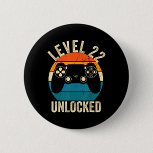 Level 22 Unlocked Video Game 22nd Birthday Gamer B Button