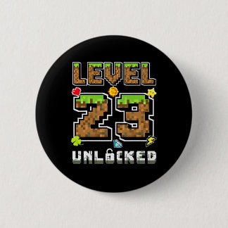 Level 23 Unlocked Birthday 23rd Years Bday Gamer P Button