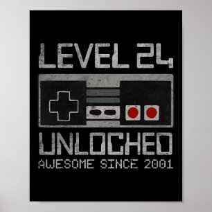 Level 24 Unlocked 24th Birthday 24 Year Old Video Poster