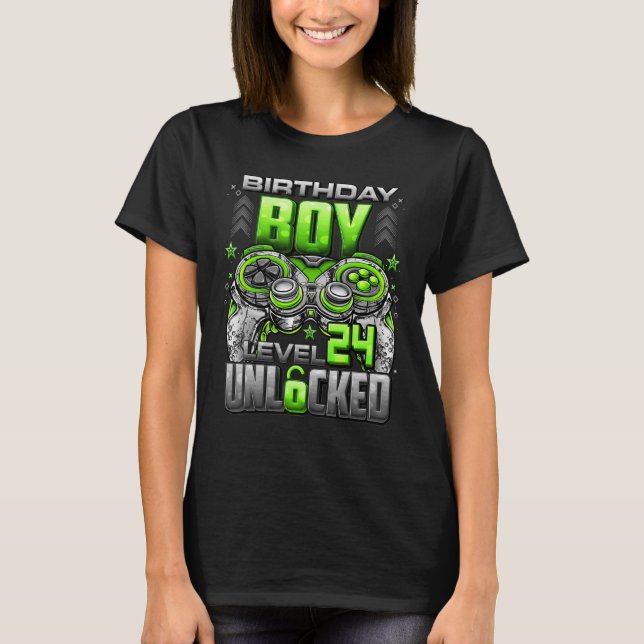 Level 24 Unlocked Awesome Since 1998 24th Birthday T-Shirt (Front)