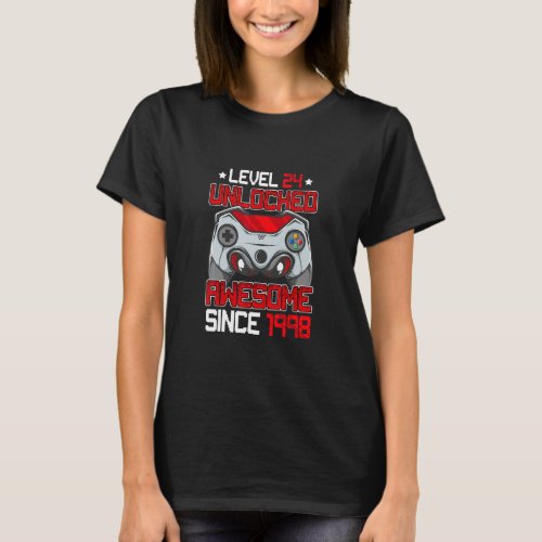 Level 24 Unlocked Awesome Since 1998 Video Game 24 T_Shirt