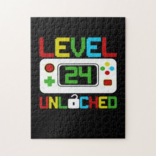 Level 24 Unlocked Video Game 10th Birthday Gift Jigsaw Puzzle