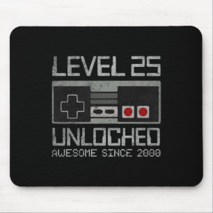 Level 25 Unlocked 25th Birthday 25 Year Old Video Mouse Pad