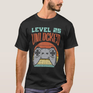 Level 25 Unlocked Game Controller Retro 25Th Birth T-Shirt