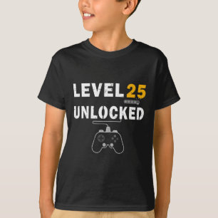 Level 25 Unlocked Video Gamer 25th Birthday Gift V T-Shirt