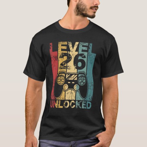 Level 26 Unlocked Awesome 1996 Video Game 26th Bir T_Shirt