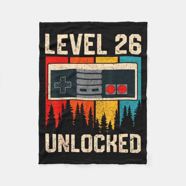 Level 26 Unlocked Video Game Controller Birthday M Fleece Blanket (Front)