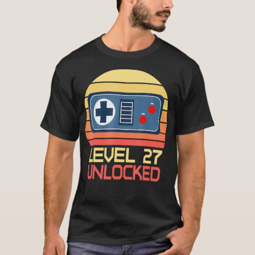 Level 27 Unlocked 27th Birthday Gift Millennial Vi T_Shirt