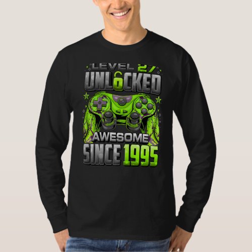 Level 27 Unlocked Awesome Since 1995 27th Birthday T_Shirt