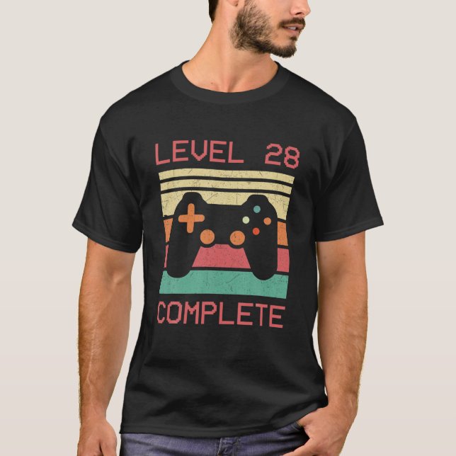Level 28 Complete Video Gamer - 28Th Wedding Anive T-Shirt (Front)