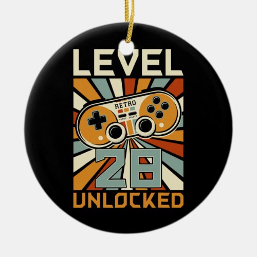 Level 28 Unlocked Birthday for Video Game Lover Ceramic Ornament