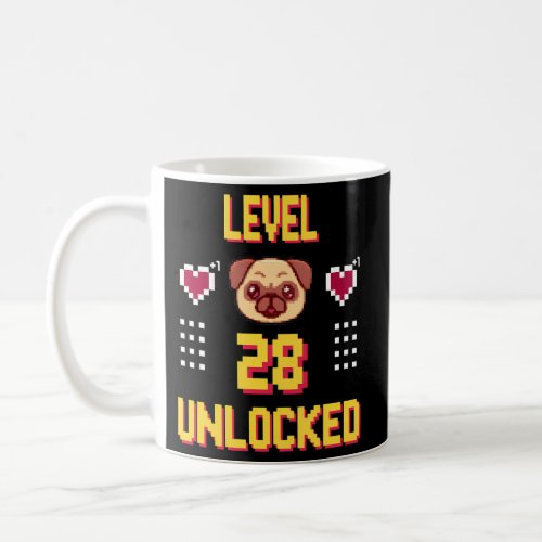 Level 28 Unlocked Video Gamer 28Th Pug Coffee Mug