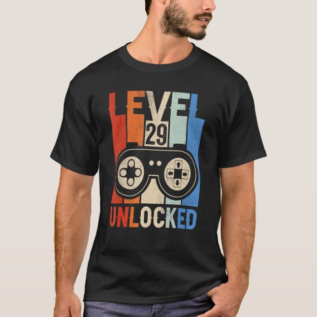 Level 29 Unlocked Shirt Funny Video Gamer 29th Bir (Front)