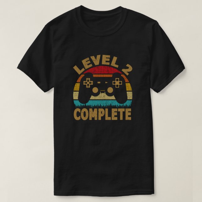 Level 2 Complete 2nd Anniversary Video Gamer T-Shirt (Design Front)