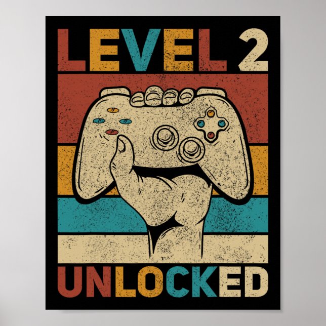 Level 2 Unlocked 2 Year Old Boy Second Bday Kid 2n Poster (Front)