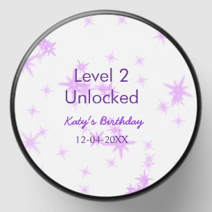 Level 2 unlocked add birthday name date purple spa mini candle favors