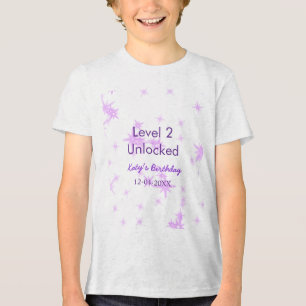Level 2 unlocked add birthday name date purple spa Tri-Blend shirt