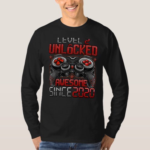 Level 2 Unlocked Awesome Since 2020 2nd Birthday   T_Shirt