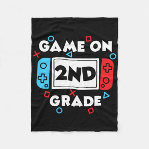 Level 2 Unlocked Ck To School Gamer Design For 2nd Fleece Blanket
