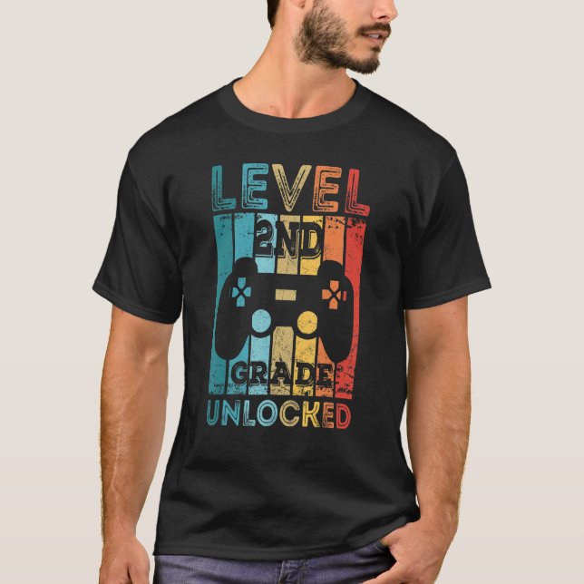 Level 2nd Second Grade Unlocked Game Back To Schoo T-Shirt (Front)