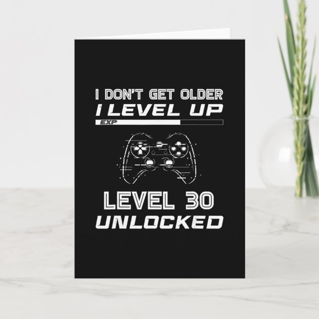 Level 30 Unlocked Gamer 30th Birthday Decorations  Card (Front)