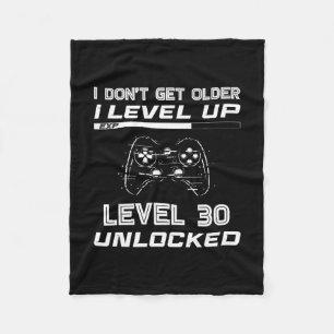 Level 30 Unlocked Gamer 30th Birthday Decorations  Fleece Blanket
