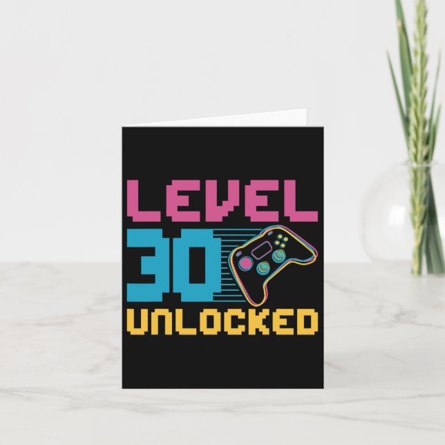 Level 30 Unlocked Gaming Birthday  Card (Front)