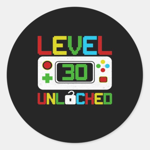 Level 30 Unlocked Video Game 10th Birthday Gift Classic Round Sticker