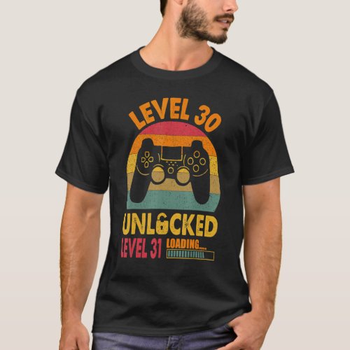 Level 30 Unlocked Video Game 30th Birthday Retro V T_Shirt