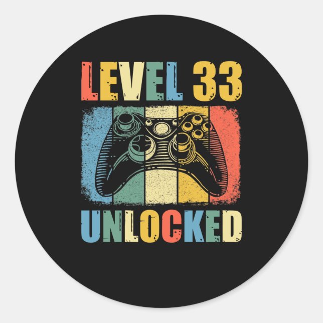 Level 33 unlocked classic round sticker (Front)