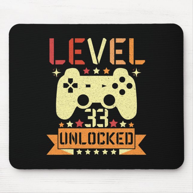 Level 33 Unlocked Video Game 33rd Birthday Gamer  Mouse Pad (Front)