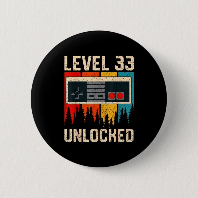 Level 33 Unlocked Video Game Controller Birthday M Button (Front)