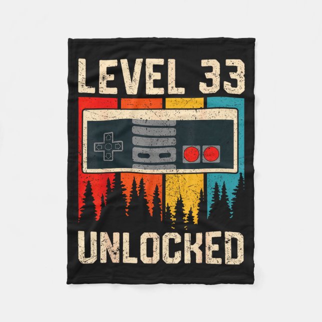 Level 33 Unlocked Video Game Controller Birthday M Fleece Blanket (Front)