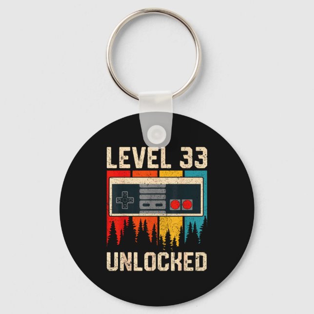 Level 33 Unlocked Video Game Controller Birthday M Keychain (Front)