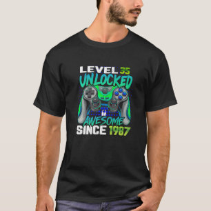Level 35 Unlocked Awesome Since 1987 35th Birthday T-Shirt