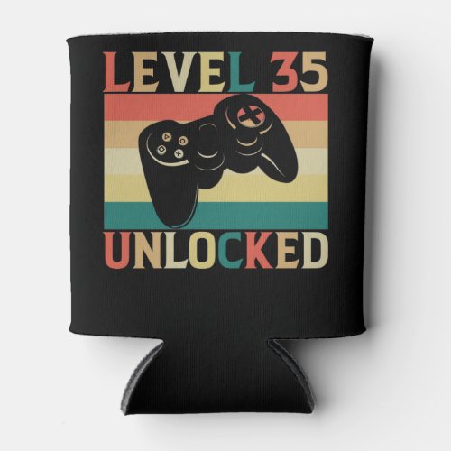 Level 35 Unlocked Video Gamer 35th Birthday Can Cooler