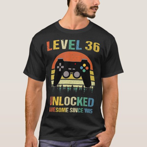 Level 36 Unlocked Awesome 1985 36Th Birthday Video T_Shirt
