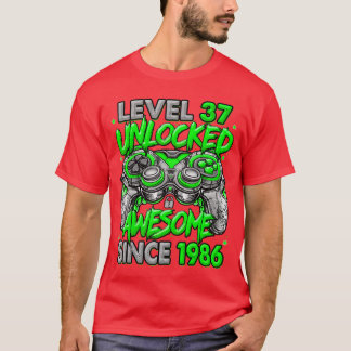 Level 37 Unlocked Awesome Since 1986 37th Birthday T-Shirt
