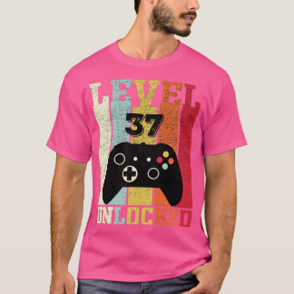 Level 37 Unlocked Funny Video 37th Birthday Gift T-Shirt
