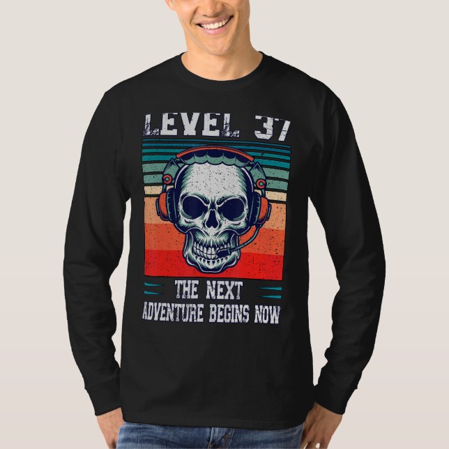 Level 37 Unlocked  Next 37th Birthday Gamer Advent T-Shirt (Front)