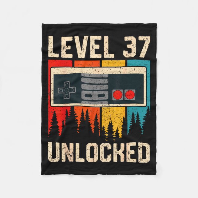 Level 37 Unlocked Video Game Controller Birthday M Fleece Blanket (Front)