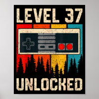 Level 37 Unlocked Video Game Controller Birthday M