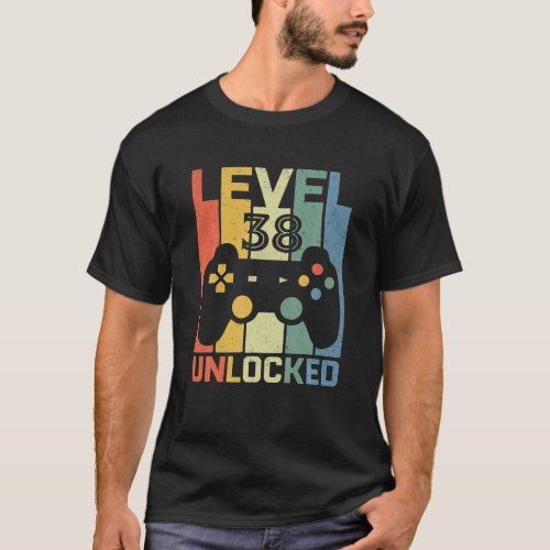 Level 38 Unlocked 38 Years Old Video Gamer 38Th Bi T_Shirt