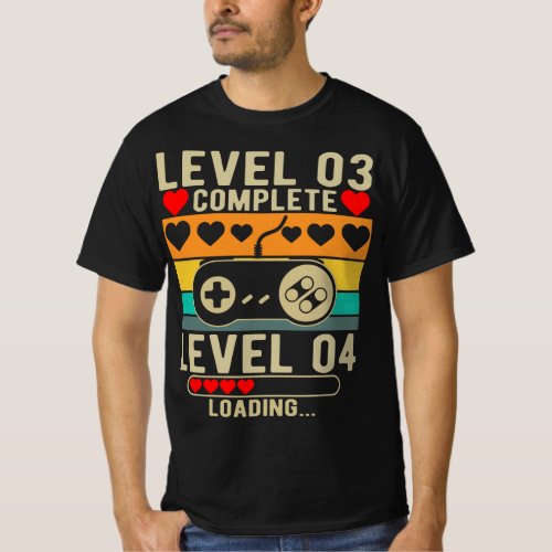 Level 3 Complete 3rd Wedding Anniversary Gamer T_Shirt