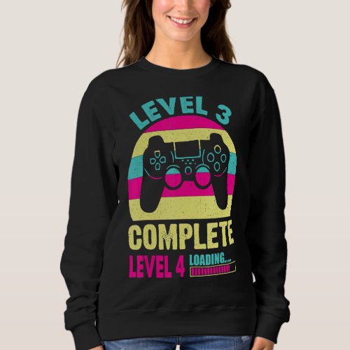Level 3 Complete Funny Gamer Girl 3rd Wedding Anni Sweatshirt