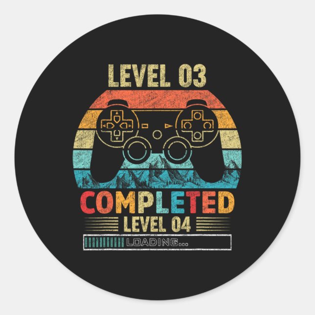 Level 3 Complete Level 4 Loading 3rd Birthday Vide Classic Round Sticker (Front)